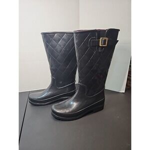 Sperry Top-Sider Pelican III Waterproof Black Quilted Rain Boots STS91093 Size 7